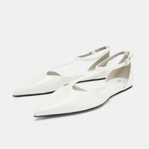 Zara White Pointed Flats